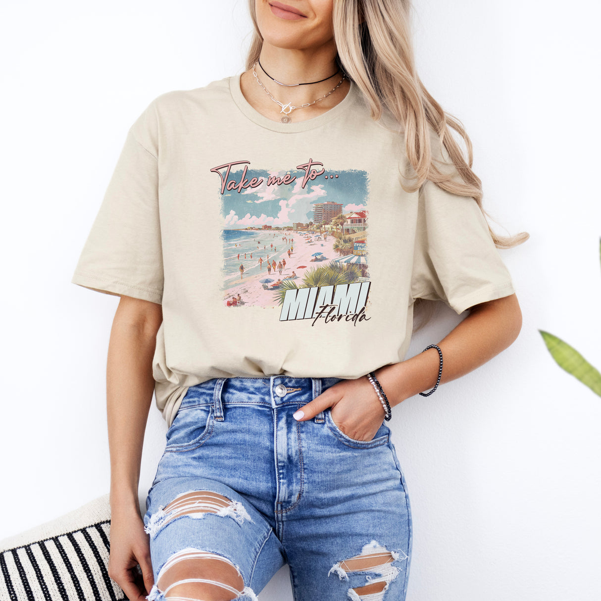 Tricou de dama oversize din bumbac 100% de Vara MIAMI