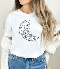 Tricou de dama oversize din bumbac 100% Minimalist cu imprimeu MOON