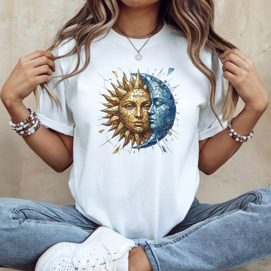 Tricou dama oversize din bumbac 100% cu imprimeu MOZAIC