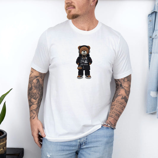 Tricou barbati din bumbac 100% regular fit cu ursulet MUSIC