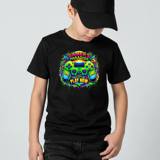 Tricou de baieti din bumbac 100% cu imprimeu PLAY NOW