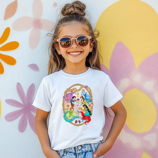 Tricou de fete din bumbac 100% cu imprimeu PRINCESSES