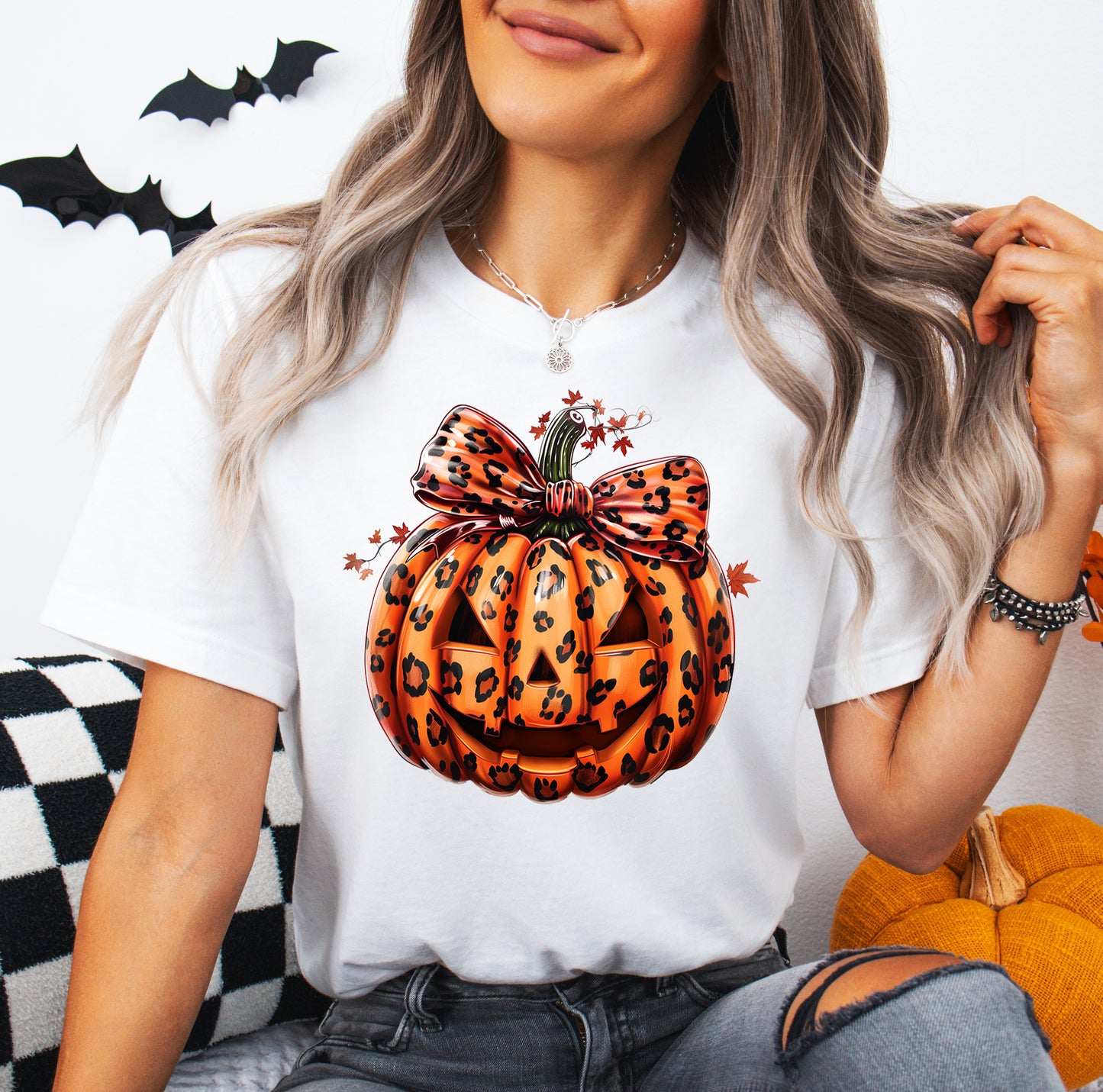 Tricou dama oversize din bumbac 100% de Halloween PUMPKIN