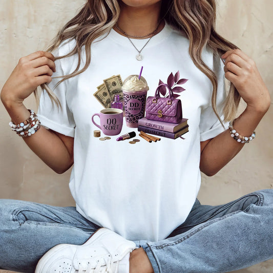 Tricou de dama oversize din bumbac 100% Fashion cu imprimeu Money PURPLE BOSS