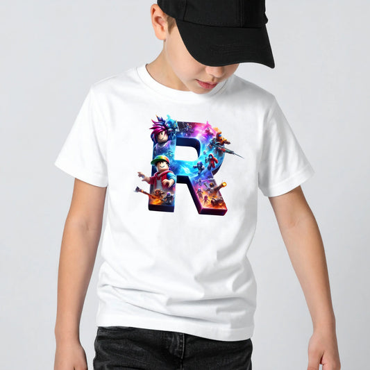 Tricou de baieti din bumbac 100% cu imprimeu R