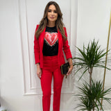 Tricou de dama oversize din bumbac 100% cu imprimeu RED HEART