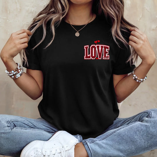 Tricou dama oversize din bumbac 100% mesaj cu imprimeu RED LOVE