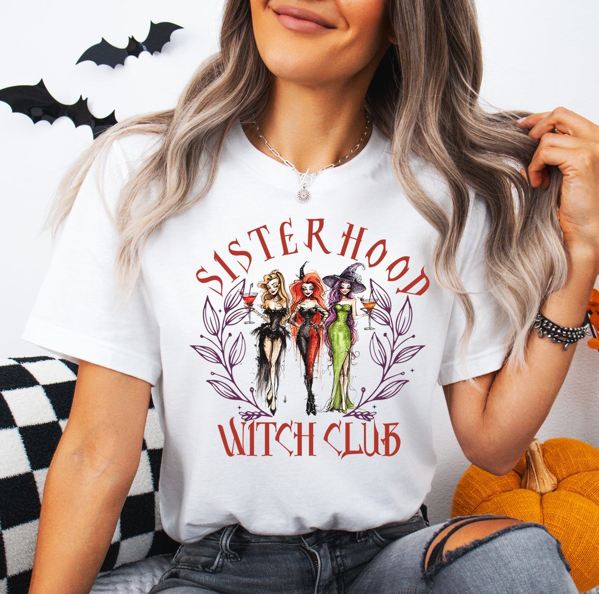 Tricou de dama oversize din bumbac 100% de Halloween SISTER HOOD