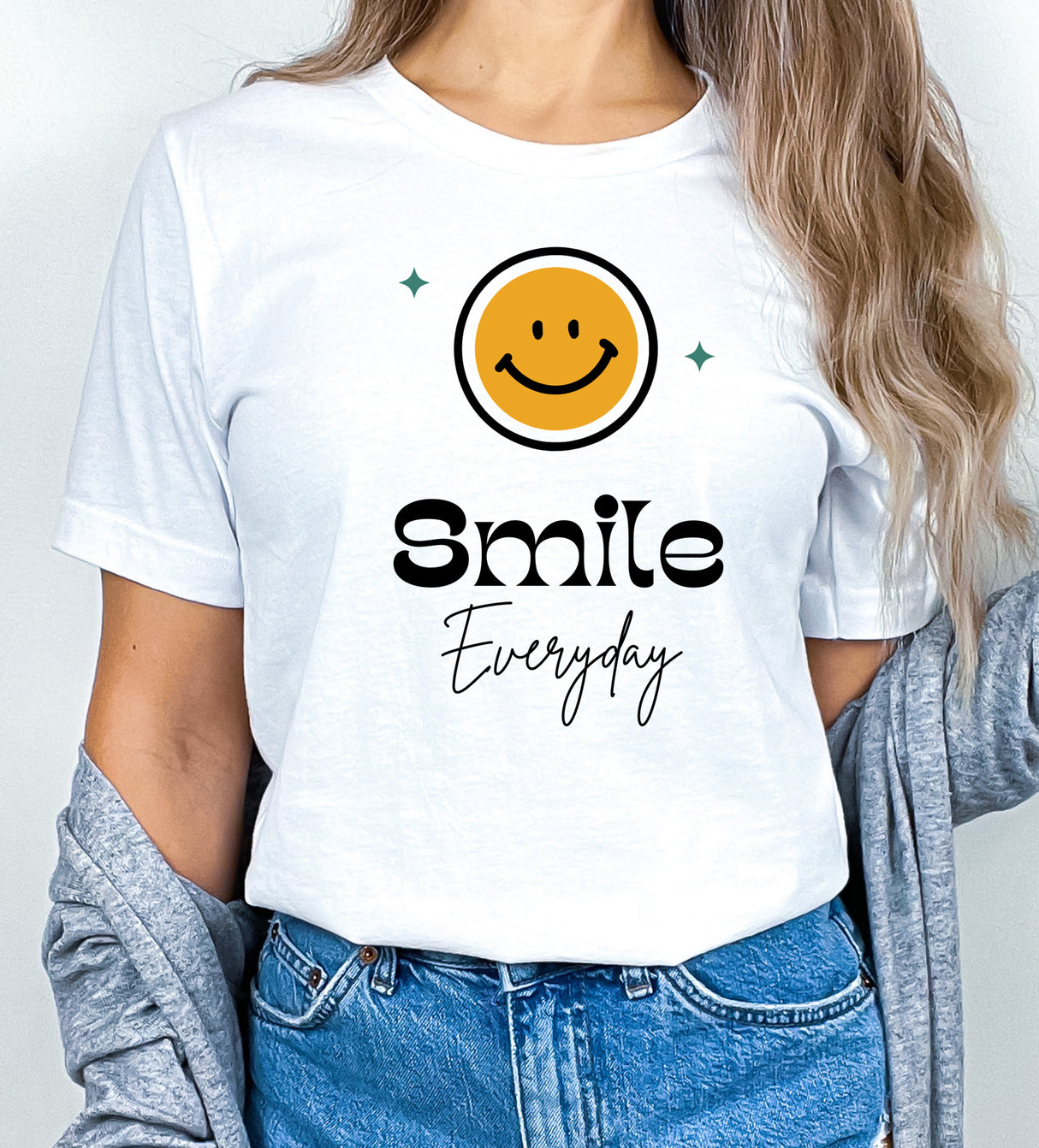 Tricou de dama oversize din bumbac 100% cu mesaj SMILE