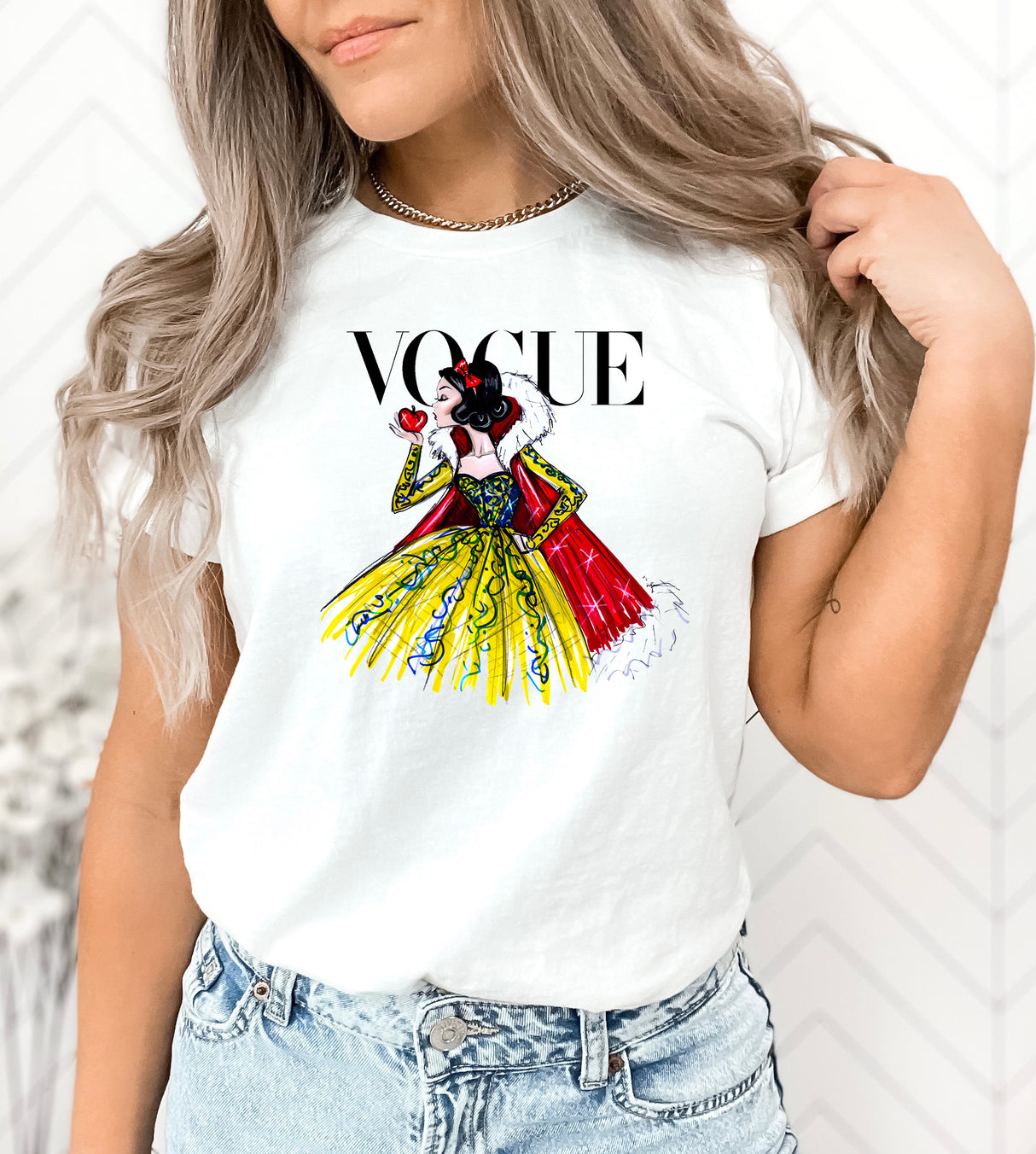 Tricou dama oversize din bumbac 100% Fashion cu imprimeu SNOW WHITE