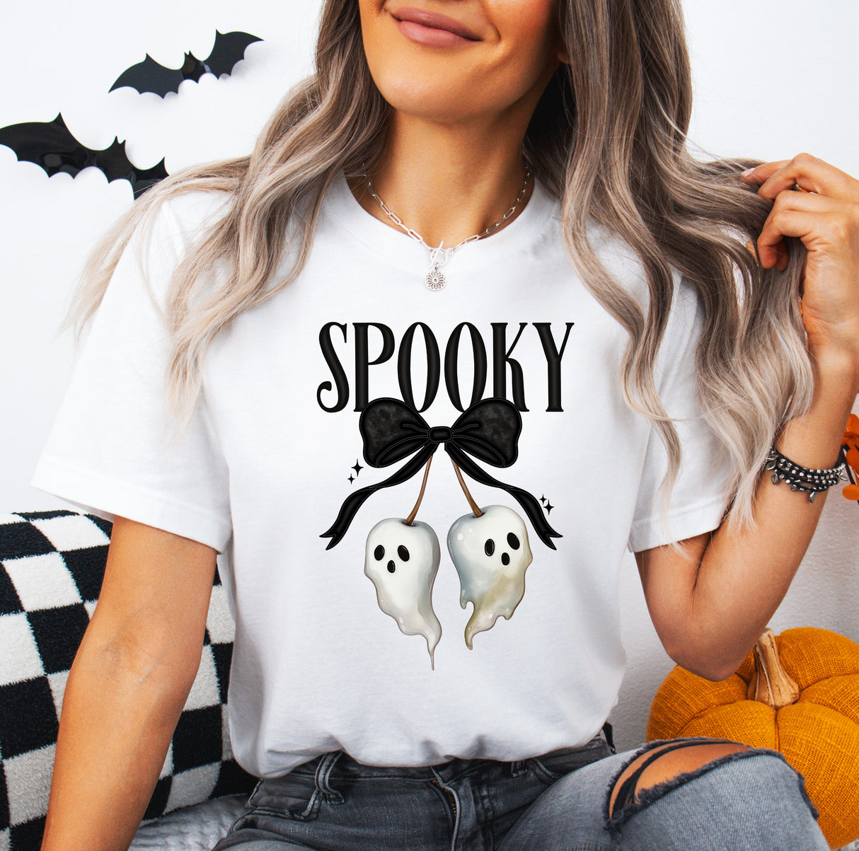 Tricou dama oversize din bumbac 100% de Halloween SPOOKY CHERRY