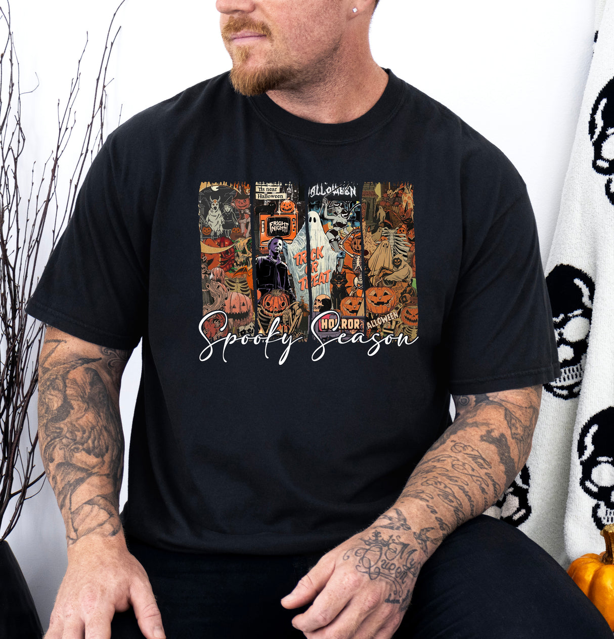 Tricou barbatesc din bumbac 100% regular fit de Halloween SPOOKY SEASON