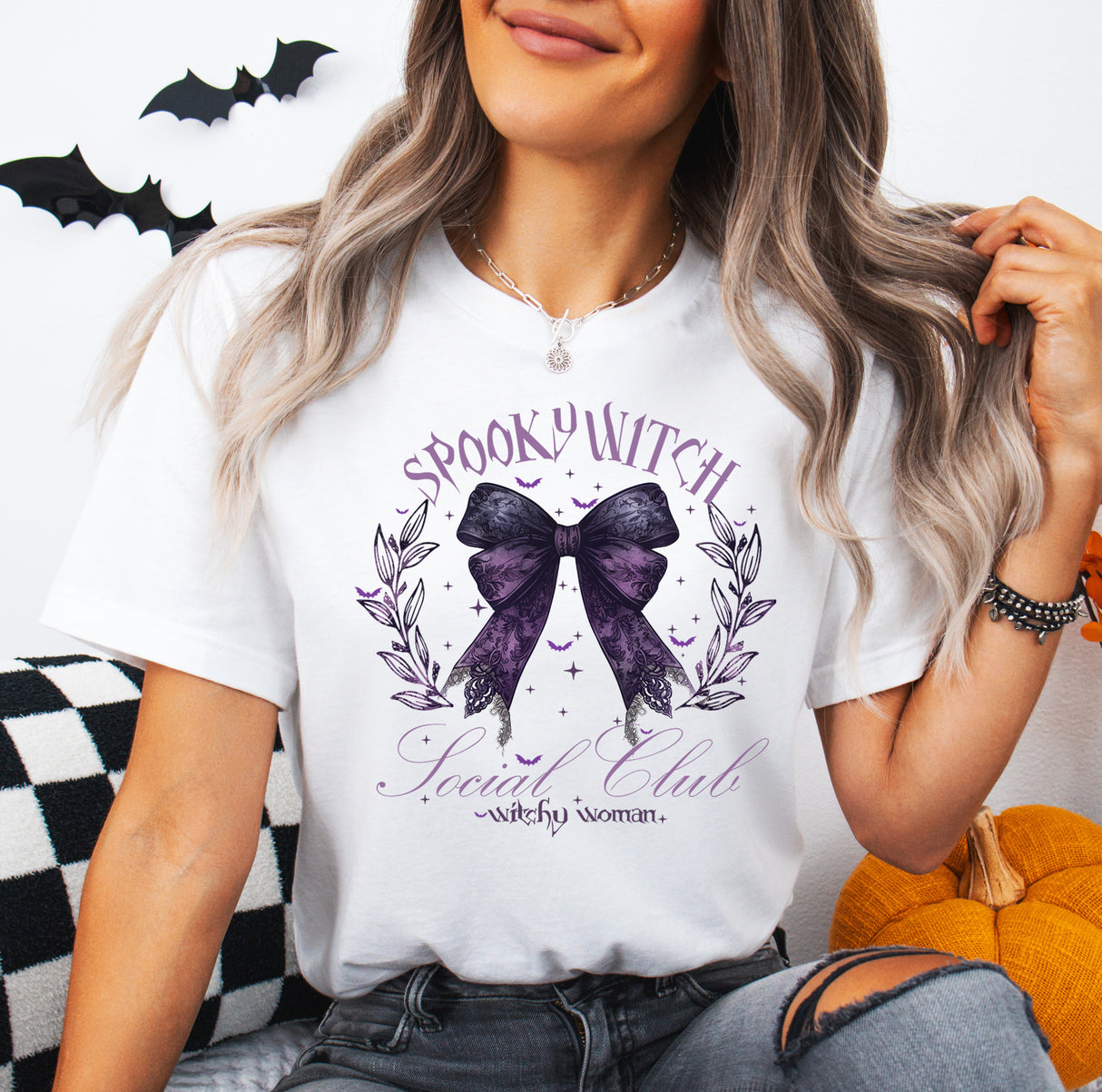 Tricou dama oversize din bumbac 100% de Halloween SPOOKY WITCH