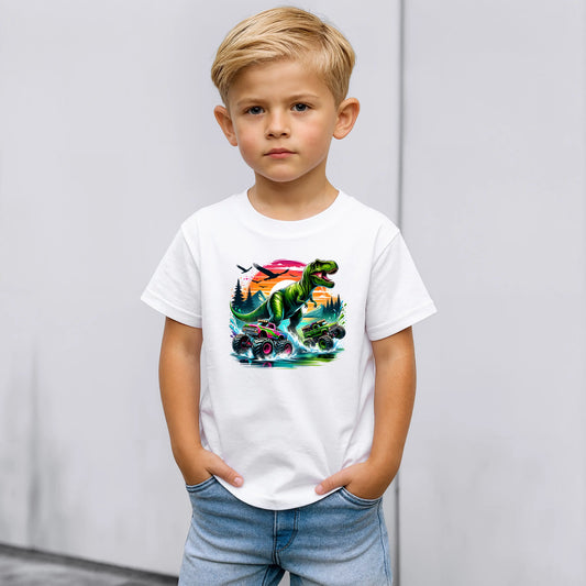 Tricou baieti din bumbac 100% cu imprimeu T-REX