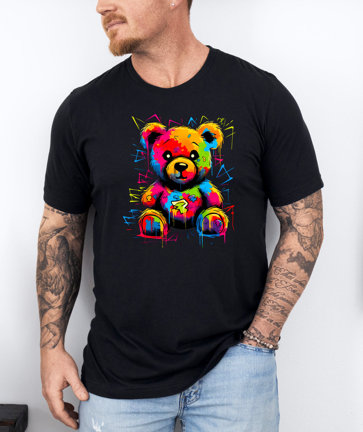 Tricou barbati din bumbac 100% regular fit cu ursulet TEDDY