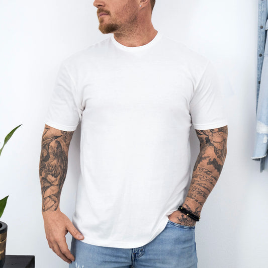 Set 3 tricouri barbati din bumbac 100% regular fit simple albe