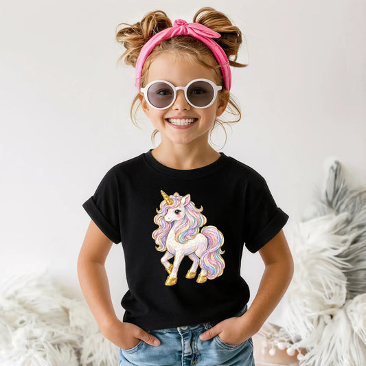 Tricou de fete din bumbac 100% cu imprimeu UNICORN