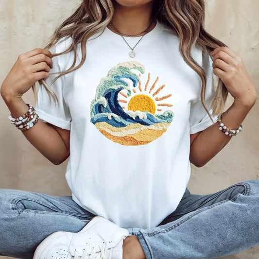 Tricou de dama oversize din bumbac 100% de Vara WAVES