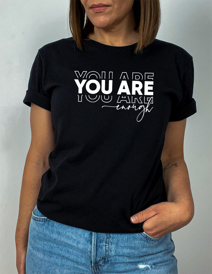 Tricou dama oversize din bumbac 100% cu mesaj YOU ARE ENOUGH