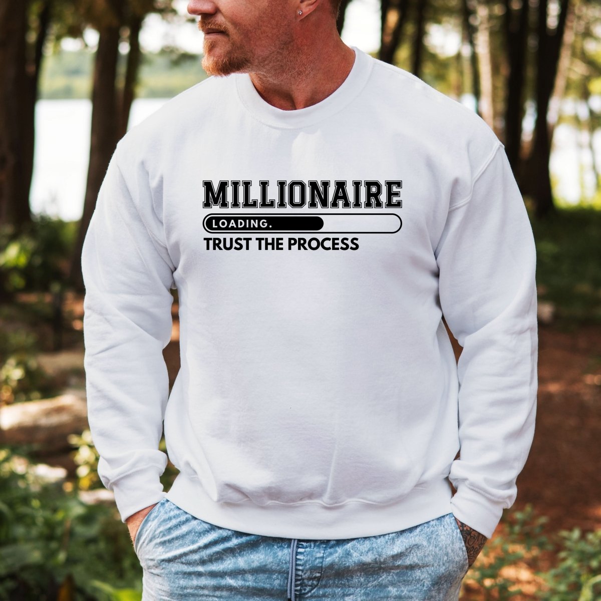 Hanorac barbatesc regular fit cu mesaj TRUST THE PROCESS