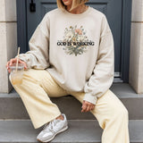 Hanorac dama oversize cu mesaj GOD IS WORKING