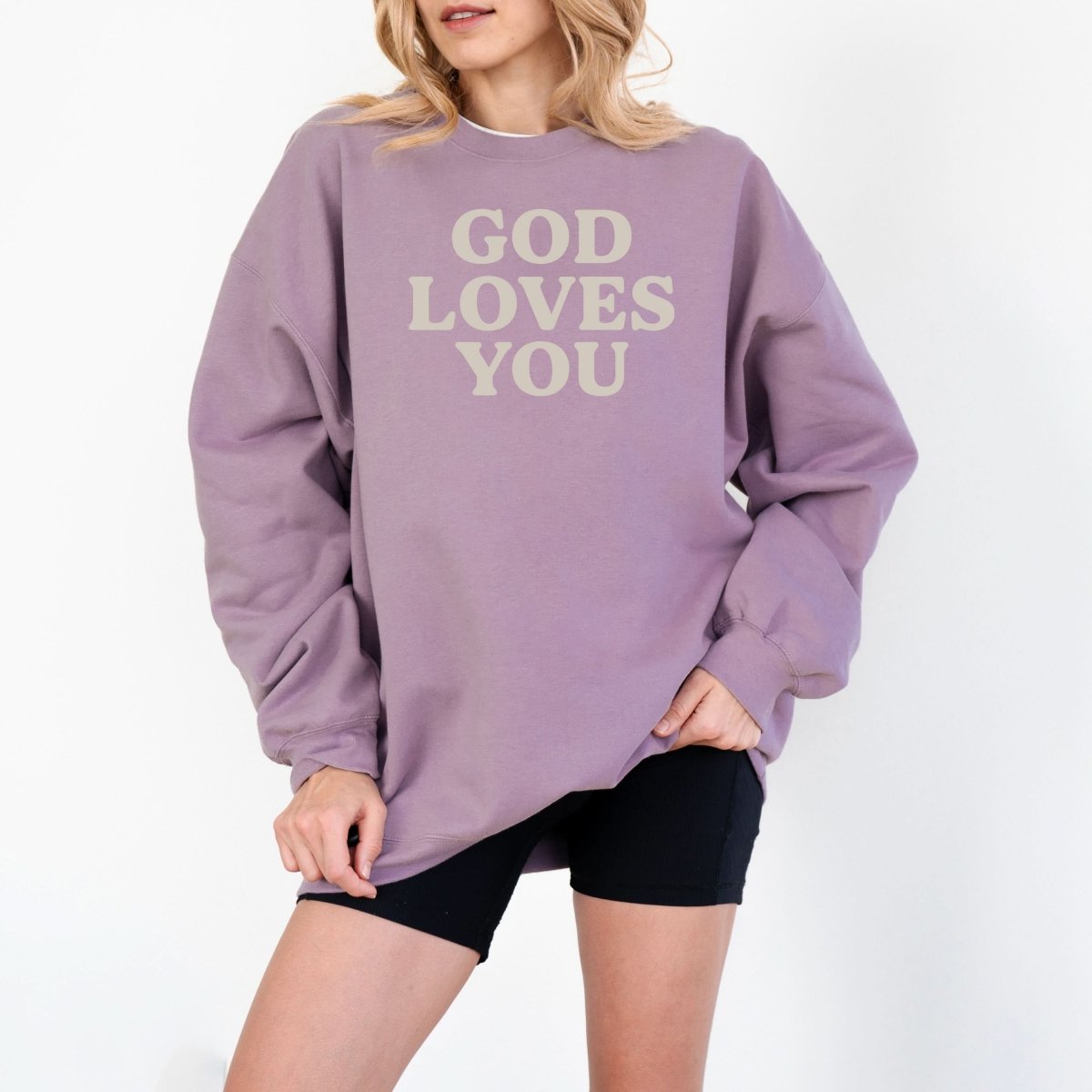 Hanorac dama oversize cu mesaj GOD LOVES YOU