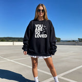 Hanorac dama oversize cu mesaj LOVED