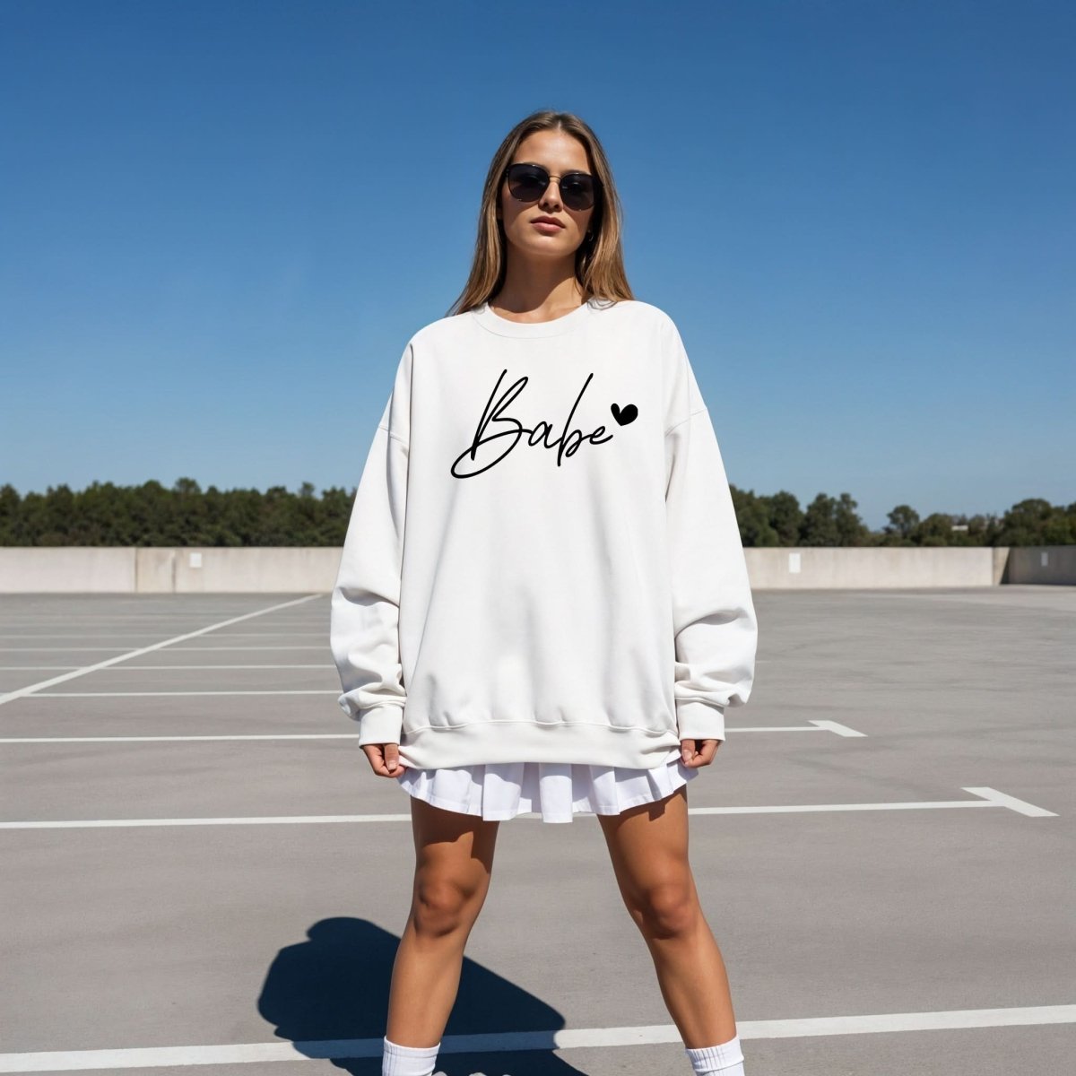 Hanorac dama oversize cu text BABE