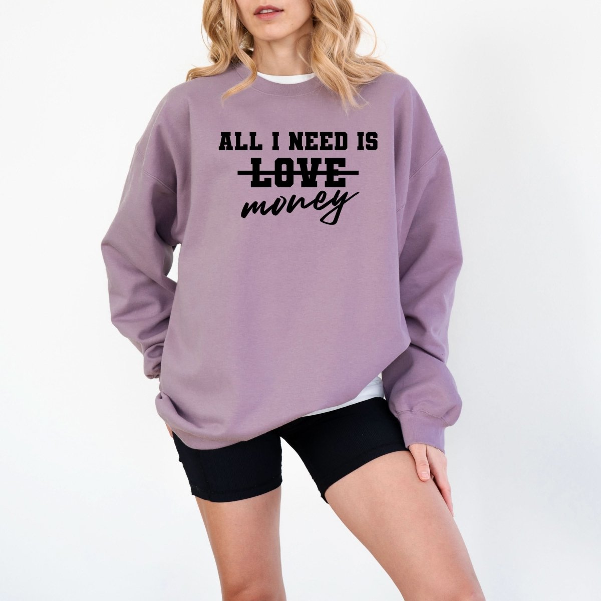 Hanorac de dama oversize cu mesaj I NEED MONEY