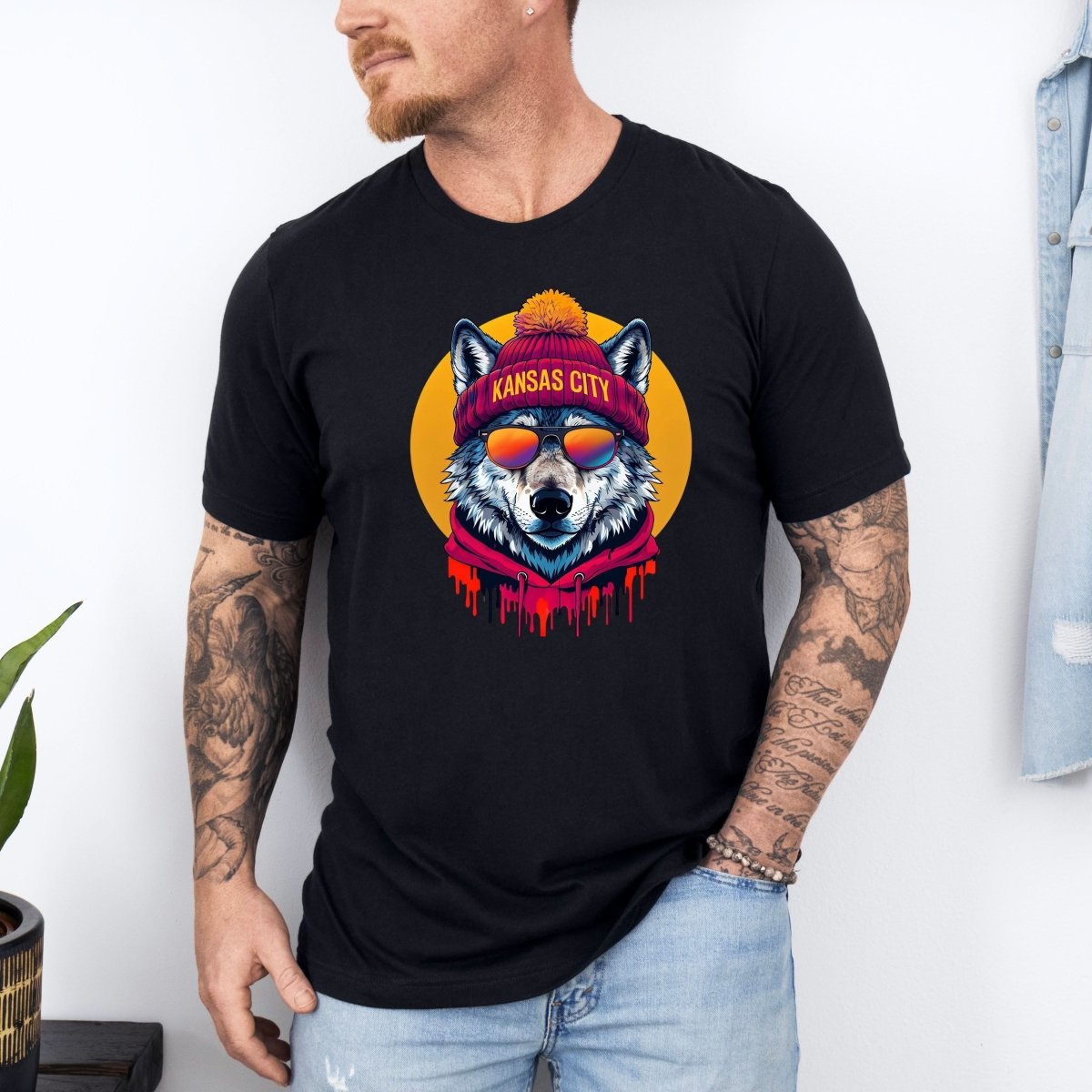 Tricou barbatesc din bumbac 100% regular fit NFL cu imprimeu KANSAS city (wolf/lup) - L / NEGRU