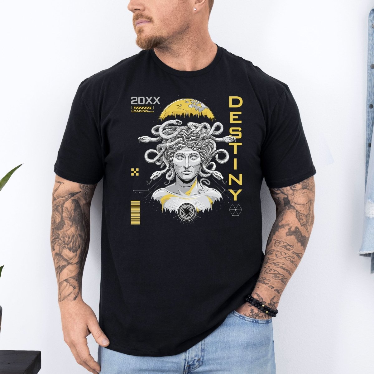 Tricou barbatesc din bumbac 100% regular fit Streetwear cu imprimeu DESTINY