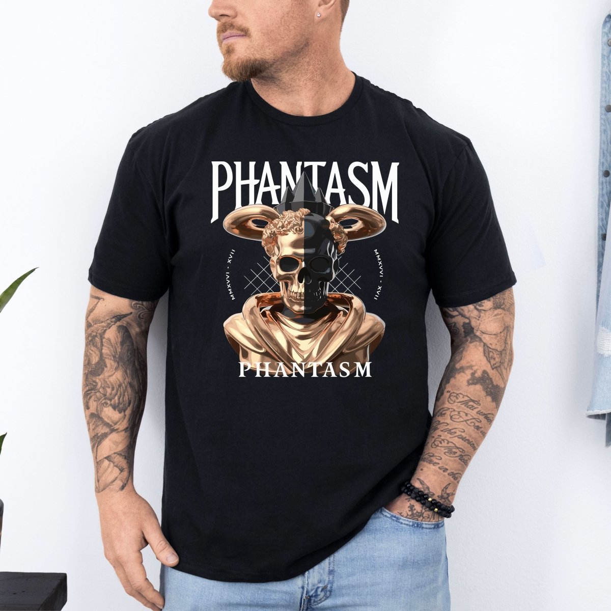 Tricou barbatesc din bumbac 100% regular fit Streetwear cu imprimeu PHANTASM - S / NEGRU