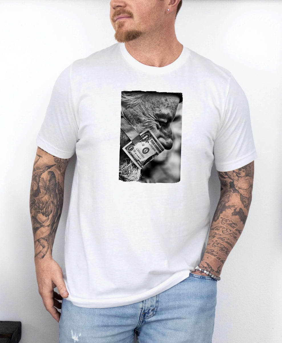 Tricou barbatesc din bumbac 100% regular fit Urban cu imprimeu money SILENCE - M / ALB