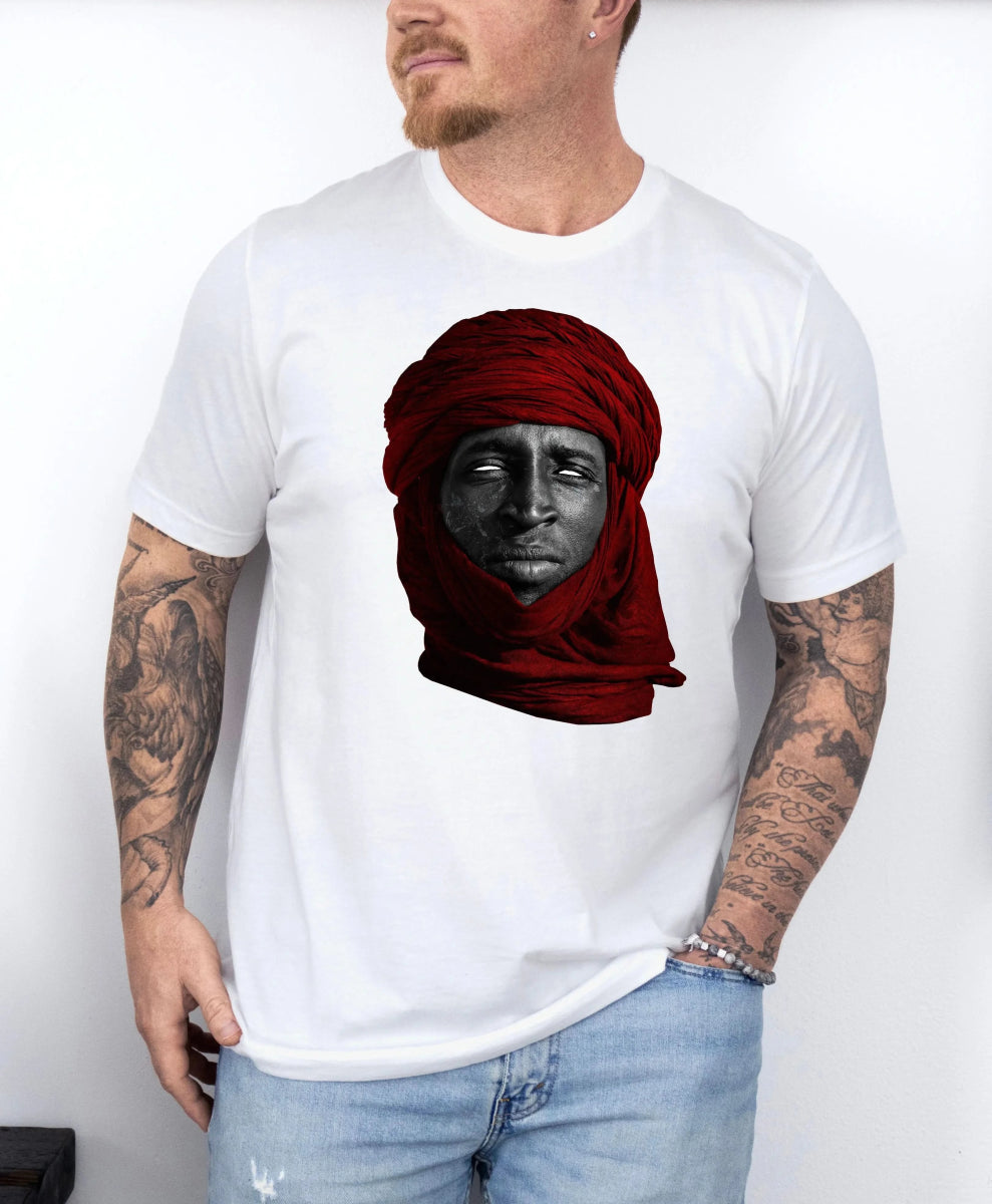 Tricou barbatesc din bumbac 100% regular fit urban cu imprimeu MOROCCO RED - L / ALB