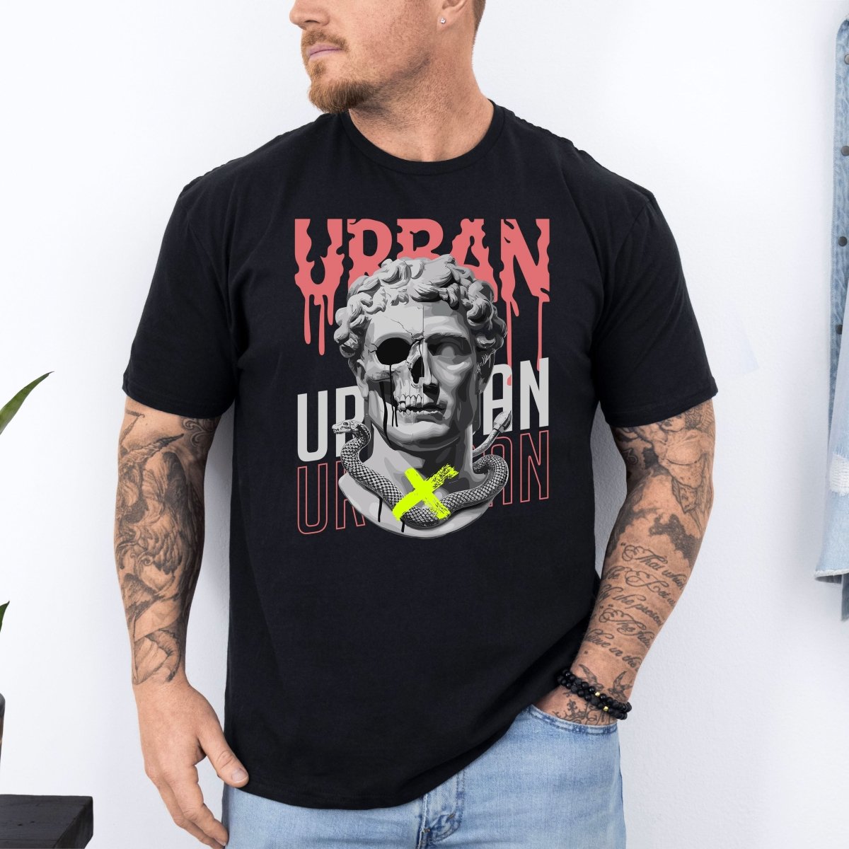 Tricou barbatesc din bumbac 100% regular fit Urban cu imprimeu REVEAL THE POWER - XXL / NEGRU
