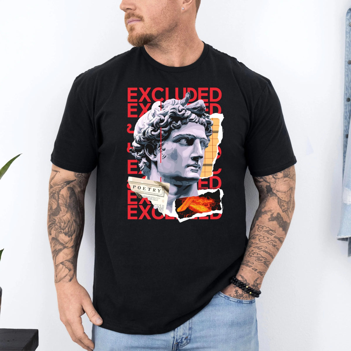 Tricou barbati din bumbac 100% regular fit Urban cu imprimeu EXCLUDED