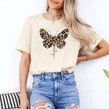 Tricou dama oversize din bumbac 100% cu fluturi LEOPARD