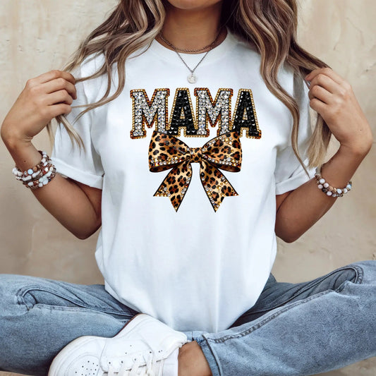 Tricou dama oversize din bumbac 100% cu imprimeu MAMA LEOPARD