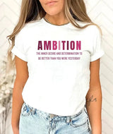 Tricou dama oversize din bumbac 100% cu mesaj AMBITION