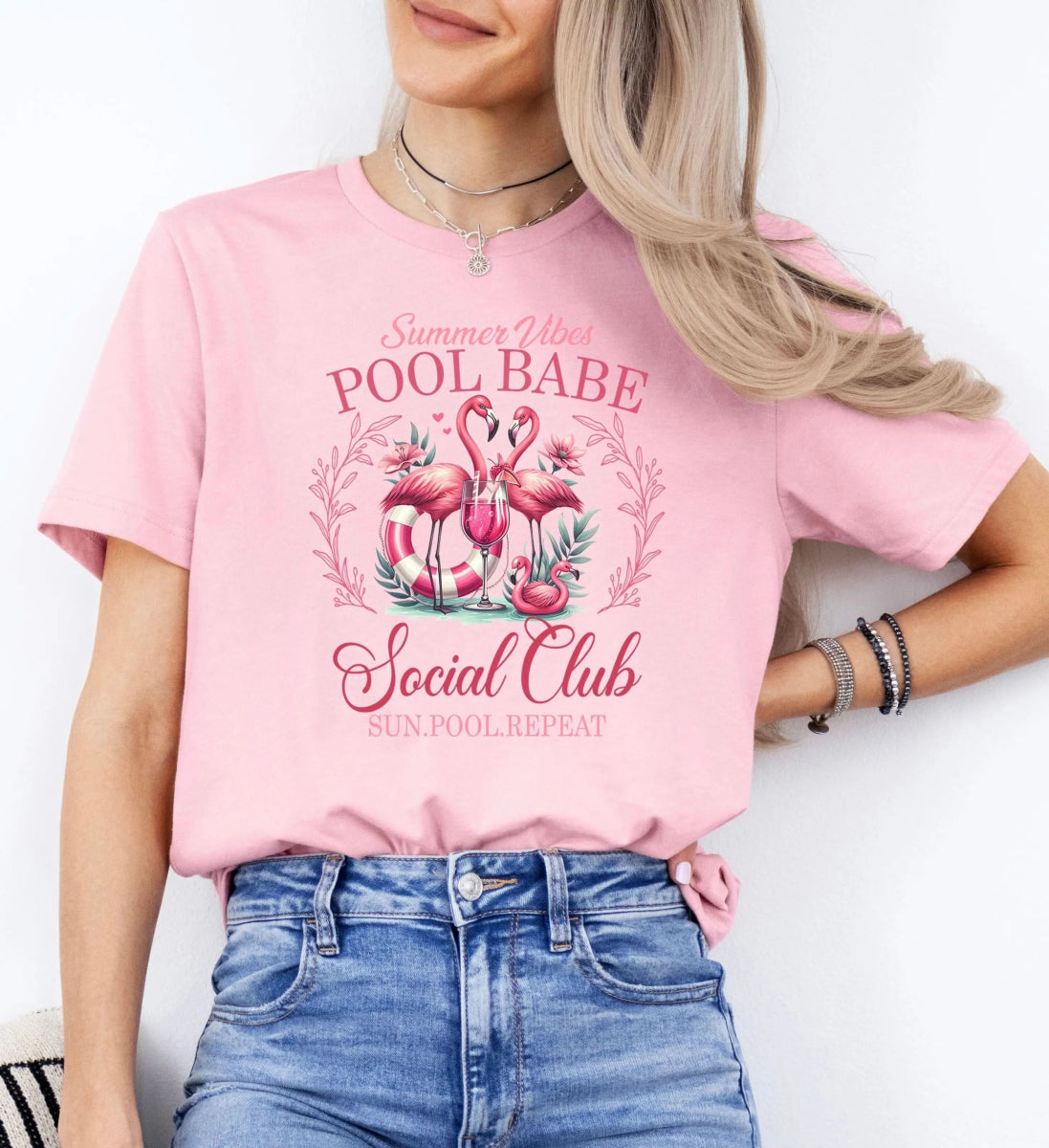 Tricou dama oversize din bumbac 100% de Vara POOL BABE - M / ROZ