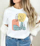 Tricou dama oversize din bumbac 100% Minimalist cu imprimeu ABSTRACT