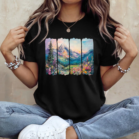 Tricou dama oversize din bumbac 100% Travel cu imprimeu NATURE