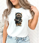 Tricou de dama cu pisica din bumbac 100% COOL CAT