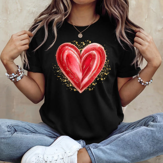 Tricou de dama oversize din bumbac 100% cu imprimeu RED HEART