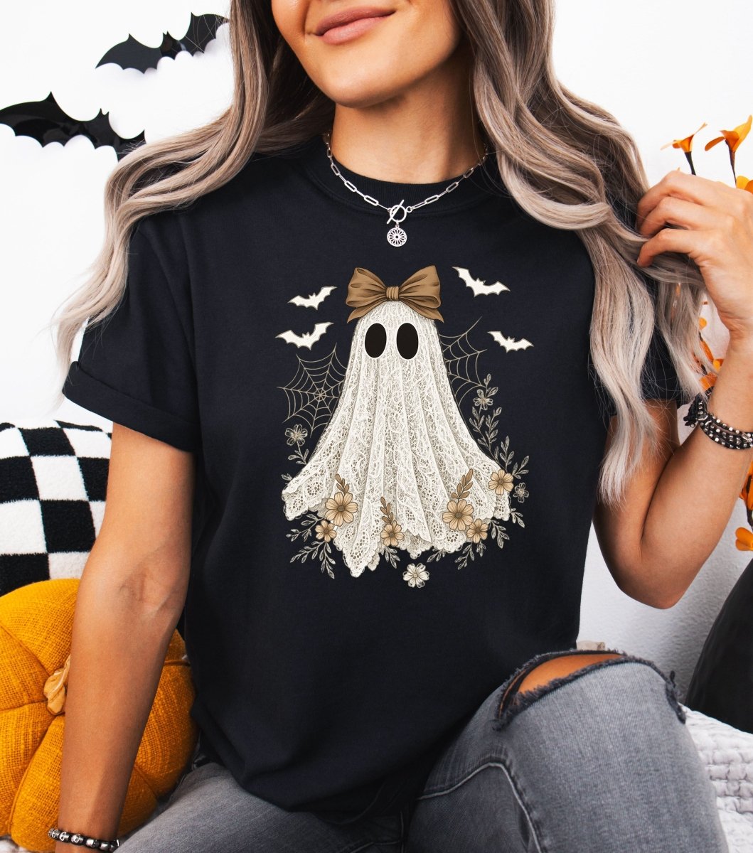 Tricou de dama oversize din bumbac 100% de Halloween BRIDE GHOST - L / NEGRU