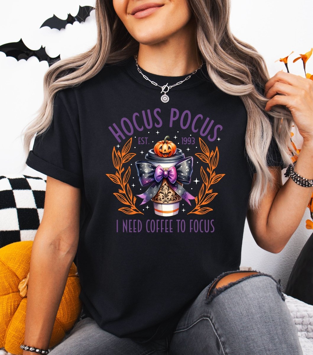 Tricou de dama oversize din bumbac 100% de Halloween HOCUS POCUS - M / NEGRU