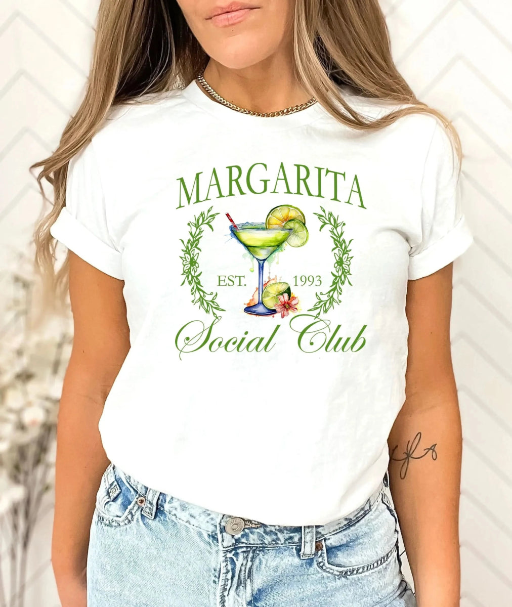 Tricou de dama oversize din bumbac 100% Party cu imprimeu MARGARITA - S / ALB