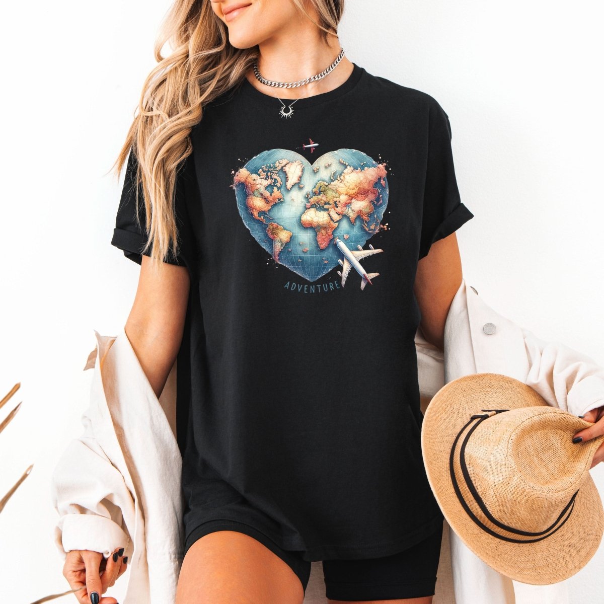 Tricou de dama oversize din bumbac 100% Travel cu imprimeu ADVENTURE
